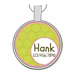 Retro Green Circles Silver Pet ID Tags