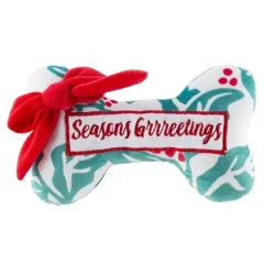 Seasons Grrreetings Bone Toy - Holly Print