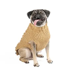 Camel Alpaca Cable Knit Dog Sweater