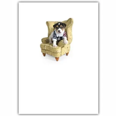 Puppy in Chair Blank Card