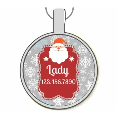 Santa Silver Pet ID Tags