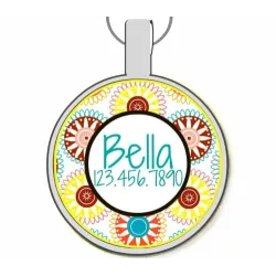 Spirograph Silver Pet ID Tags