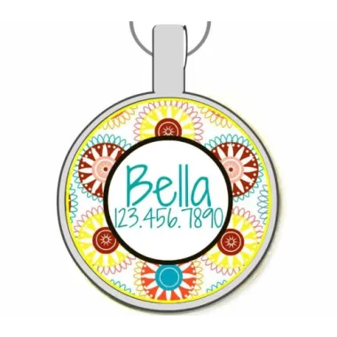 Spirograph Silver Pet ID Tags