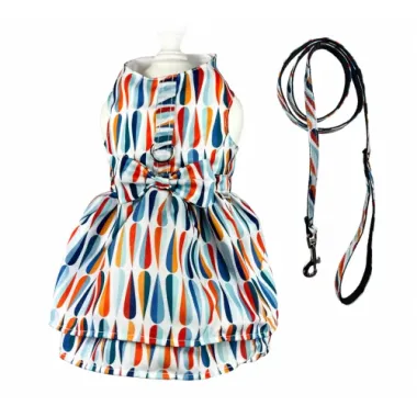 Chic Raindrop Harness Dress with Matching Leash