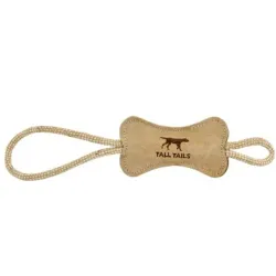 Natural Leather & Wool Bone Tug Toy