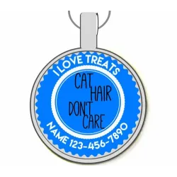 Cat Hair Don't Care Silver Pet ID Tags