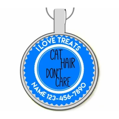 Cat Hair Don't Care Silver Pet ID Tags