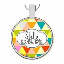 Geometric Triangles Silver Pet ID Tags