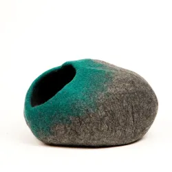 Grey & Teal Ombre Felted Cat Cave