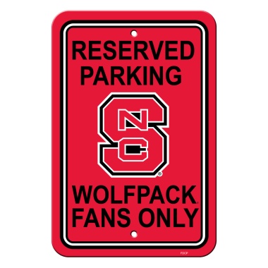 North Carolina State Wolfpack Sign 12x18 Plastic Reserved Parking Style CO