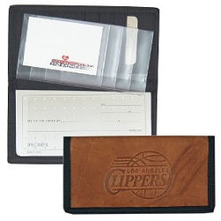 Los Angeles Clippers Checkbook Cover Leather/Nylon Embossed CO