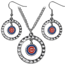 Chicago Cubs Jewelry Set Necklace & Earrings CO