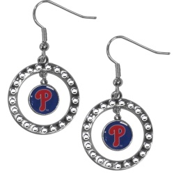 Philadelphia Phillies Earrings Hoop Rhinestone CO