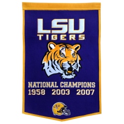 LSU Tigers Banner 24x36 Wool Dynasty 2007 Champ