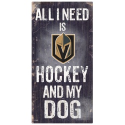 Vegas Golden Knights Sign Wood 6x12 Hockey and Dog Design