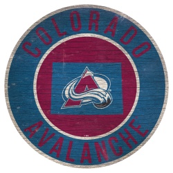 Colorado Avalanche Sign Wood 12 Inch Round State Design Special Order