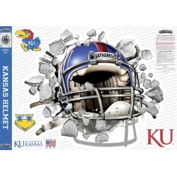 Kansas Jayhawks Decal Wallcrasher Smash Helmet 16 Inch