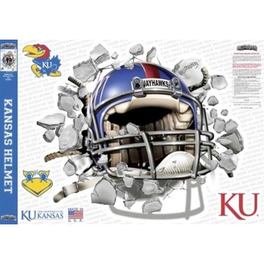 Kansas Jayhawks Decal Wallcrasher Smash Helmet 16 Inch