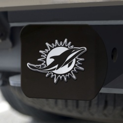 Miami Dolphins Hitch Cover Chrome Emblem on Black - Special Order