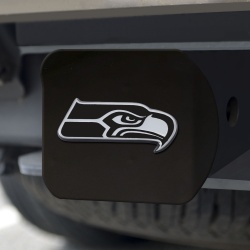 Seattle Seahawks Hitch Cover Chrome Emblem on Black - Special Order