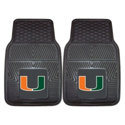 Miami Hurricanes Car Mats Heavy Duty 2 Piece Vinyl