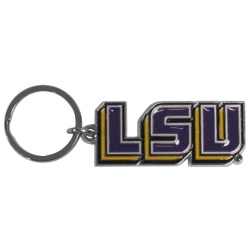 LSU Tigers Chrome Logo Cut Keychain