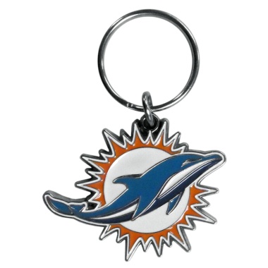 Miami Dolphins Chrome Logo Cut Keychain