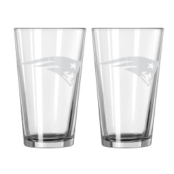 New England Patriots Glass Pint Frost Design 2 Piece Set