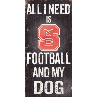 North Carolina State Wolfpack Wood Sign - Football and Dog 6x12 - Special Order