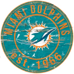 Miami Dolphins Wood Sign - 24 Round - Special Order