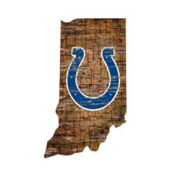 Indianapolis Colts Sign Wood 24 Inch State Wall Art Design - Special Order