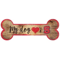 North Carolina State Wolfpack Sign Wood 6x12 Dog Bone Shape