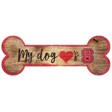 North Carolina State Wolfpack Sign Wood 6x12 Dog Bone Shape