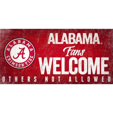 Alabama Crimson Tide Wood Sign Fans Welcome 12x6