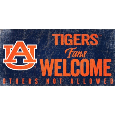 Auburn Tigers Sign Wood 12x6 Fans Welcome Design