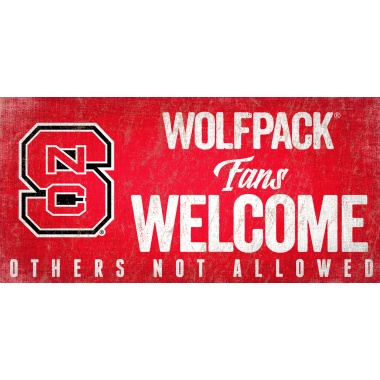 North Carolina State Wolfpack Wood Sign Fans Welcome 12x6 - Special Order