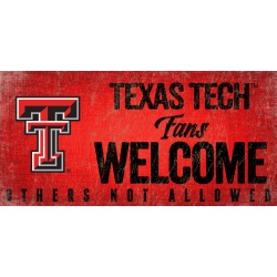 Texas Tech Red Raiders Wood Sign Fans Welcome 12x6 - Special Order