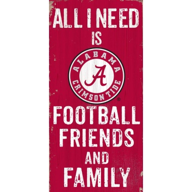 Alabama Crimson Tide Sign Wood 6x12 Football Friends and Family Design Color - Special Order