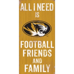 Missouri Tigers Sign Wood 6x12 Football Friends and Family Design Color - Special Order