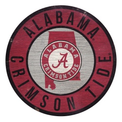 Alabama Crimson Tide Sign Wood 12 Inch Round State Design