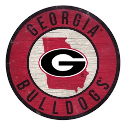 Georgia Bulldogs Sign Wood 12 Inch Round State Design