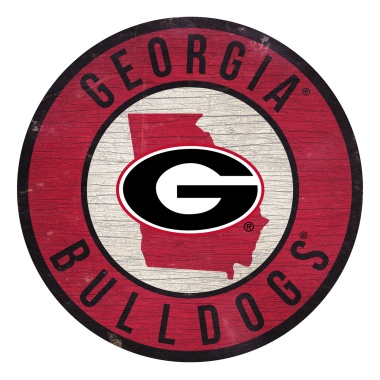 Georgia Bulldogs Sign Wood 12 Inch Round State Design