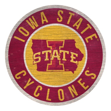 Iowa State Cyclones Sign Wood 12 Inch Round State Design