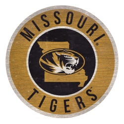 Missouri Tigers Sign Wood 12 Inch Round State Design - Special Order