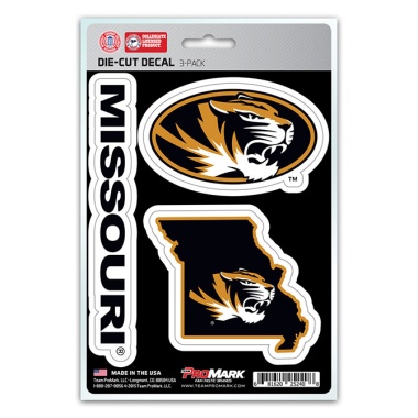 Missouri Tigers Decal Die Cut Team 3 Pack - Special Order