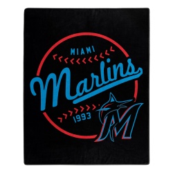 Miami Marlins Blanket 50x60 Raschel Moonshot Design - Special Order