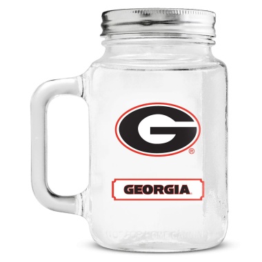 Georgia Bulldogs Mason Jar Glass With Lid