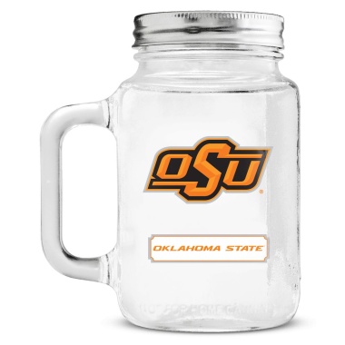 Oklahoma State Cowboys Mason Jar Glass With Lid