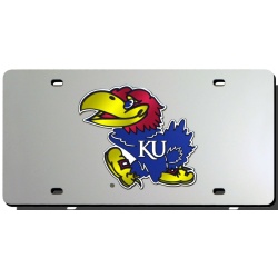 Kansas Jayhawks License Plate Laser Cut Silver - Special Order