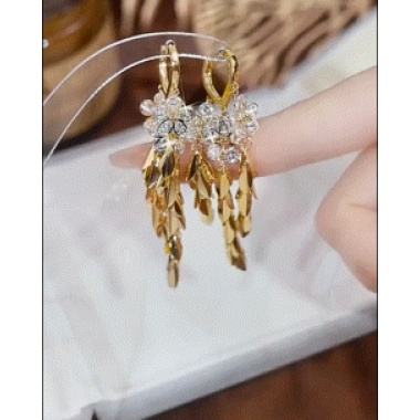 1Pair Crystal Stone Wheatear Shaped Drop Earrings